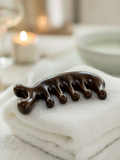 Gua Sha Scalp Comb Gold Sandalwood